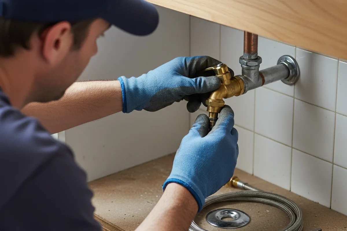 Shutoff valve and fitting work during Burst Pipe Repair in Concord